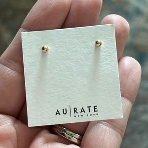 AURATE Gold Ball Stud Earrings - 3mm